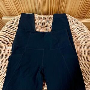 Athleta black high rise mesh panel detail cropped 25" ankle leggings w pockets